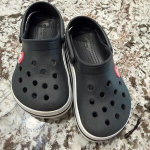 CROCS Black Clogs with White Accents